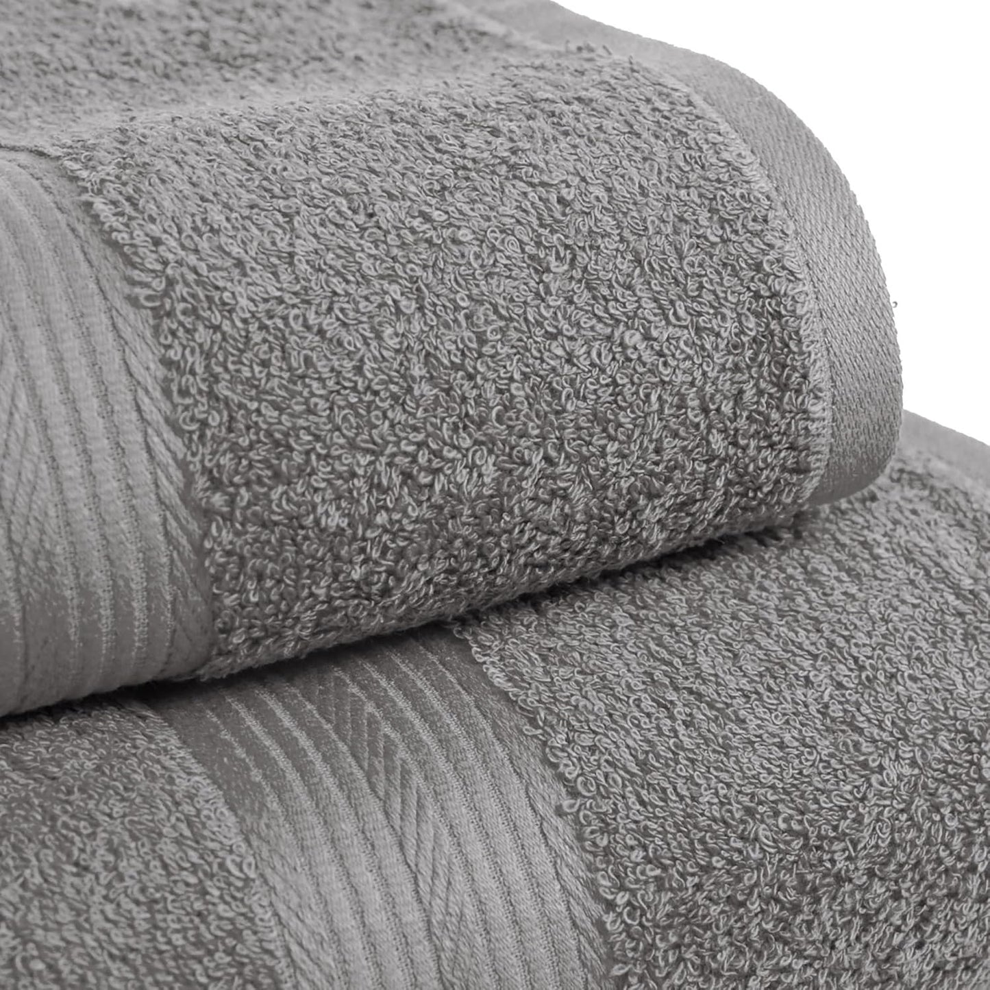 6 Piece Oversized Fade Resistant Towel Set, 100% Cotton Soft and Absorbent, Gray