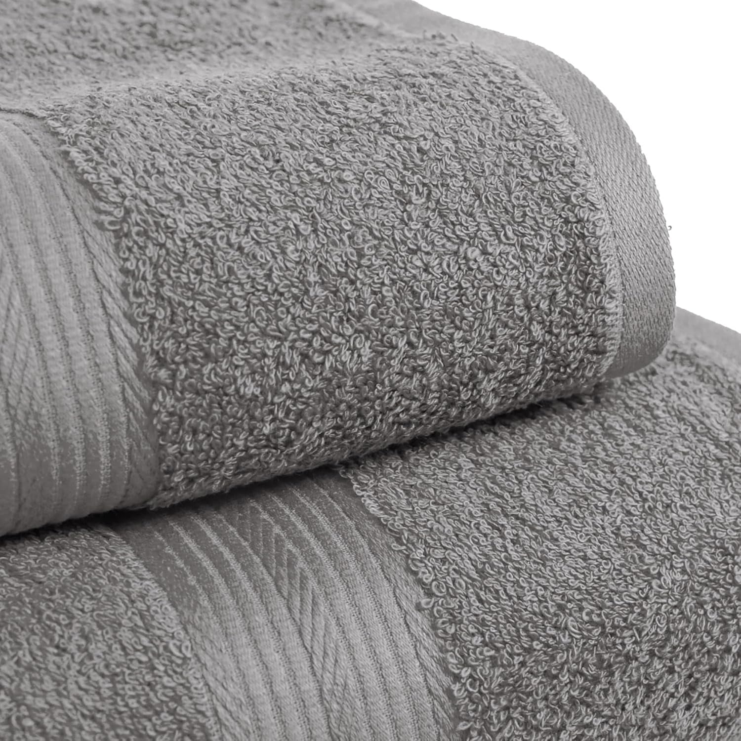 6 Piece Oversized Fade Resistant Towel Set, 100% Cotton Soft and Absorbent, Gray
