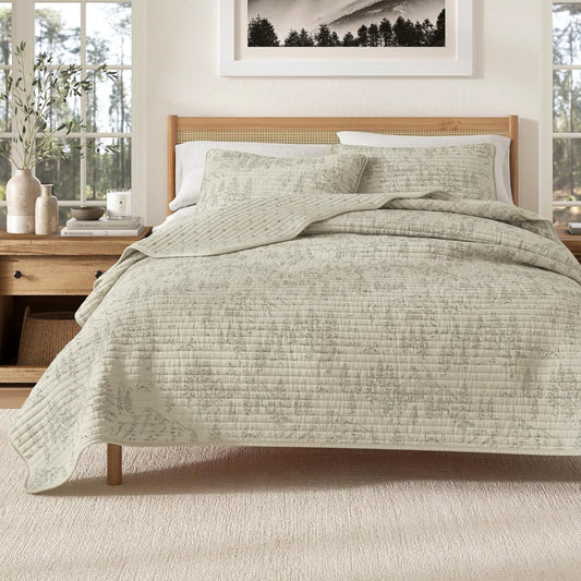 Twin/Twin XL Reversible Rustic Lodge Bear Bedspread Quilt with Sham - All Season Cabin Coverlet Bedding Set (Includes 1 Quilt, 1 Pillow Sham)