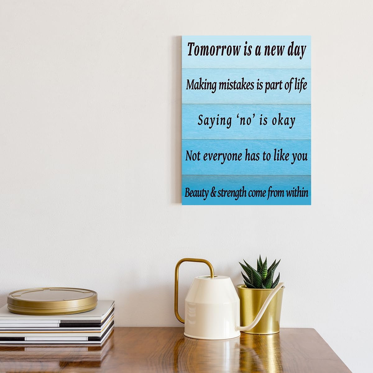 Tomorrow Is a New Day Wall Art,Blue Wall Decor for Bedroom,Inspirational Canvas Wall Art for Women,Teen Girl Room Decor,Motivational Wall Decor for Home Office