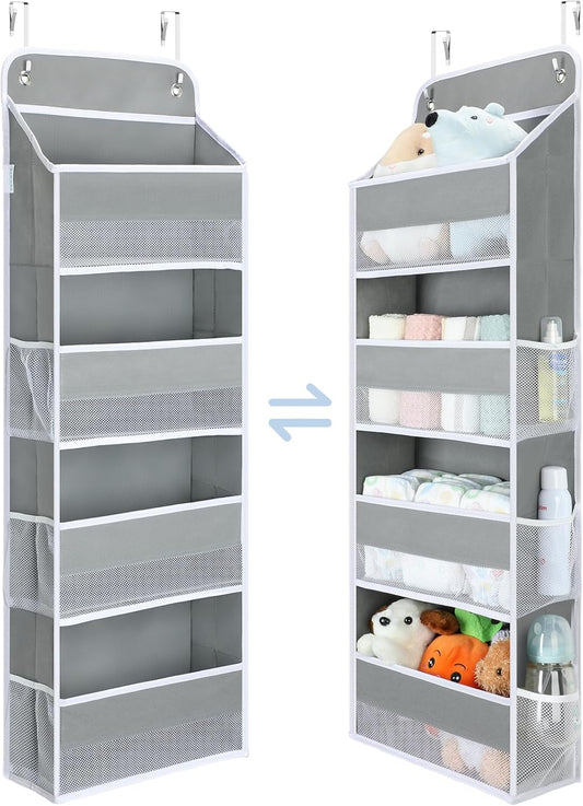 1 Pack over the Door Organizer, 35.2Lbs Load Toy Stuffed Animal Storage, Swing-Proof Hanging Bathroom Organizers and Storage for Nursery Newborn Baby Essential Stuff Dorm Room Essentials