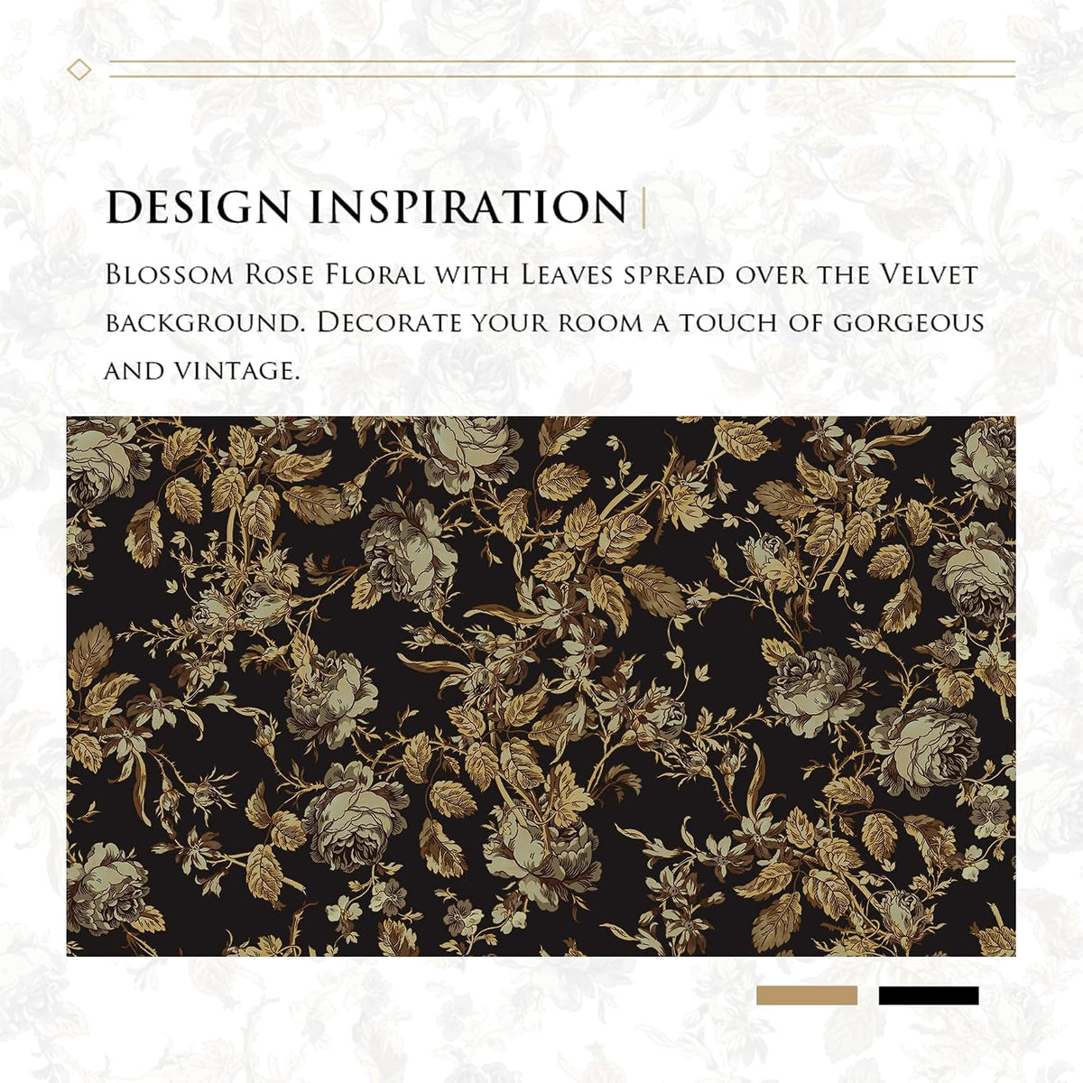 Vintage Floral Curtains 90 Inch 2 Panels Luxury Gold Velvet Drapes