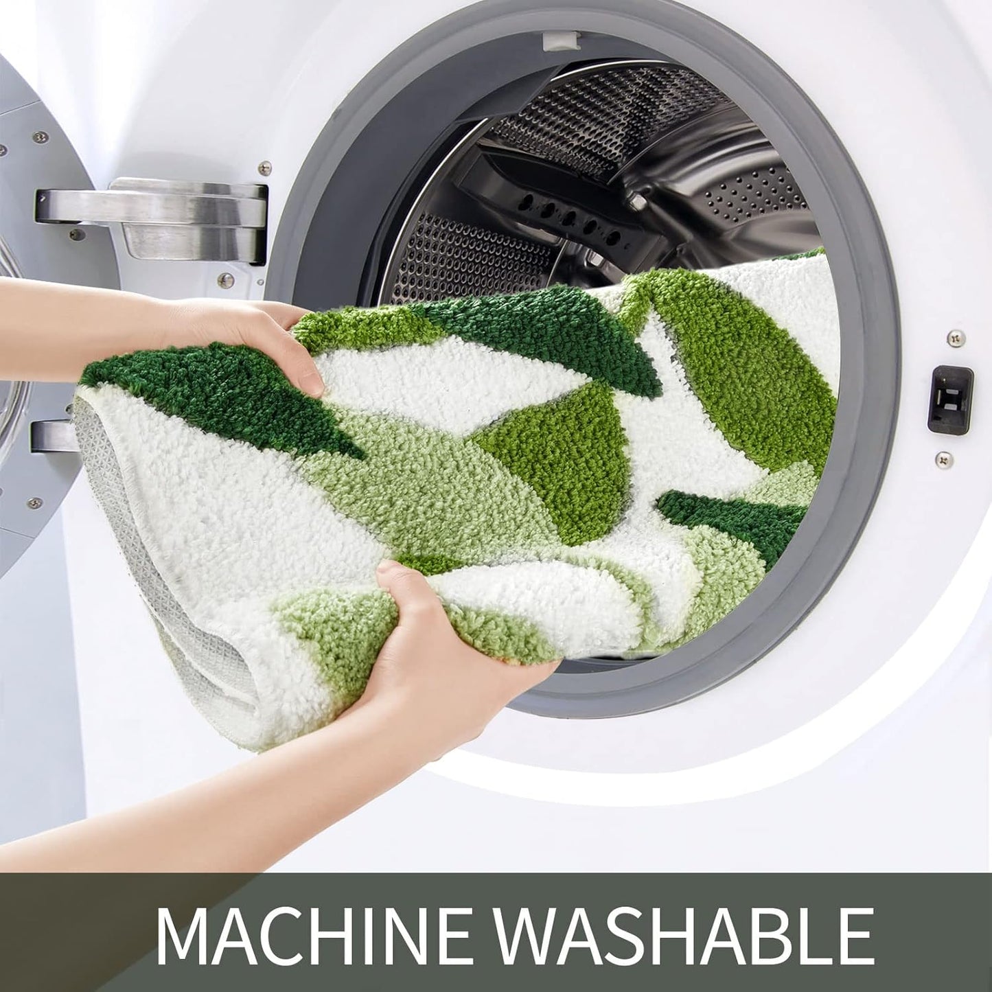 Green Bathroom Rug Set 2 Piece, Non-Slip Strong Water Absorbent (18"X26"+20"X32")