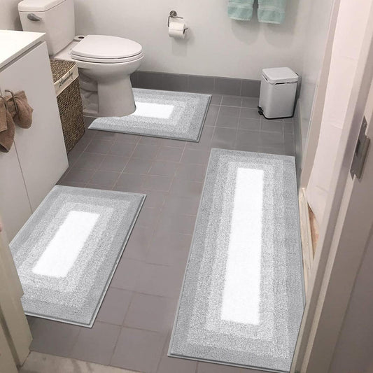Bathroom Rugs Sets, 3 Piece, Light Grey