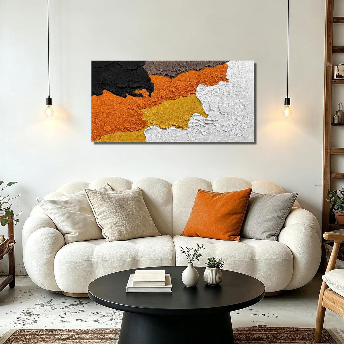 Hand Painted Textured Minimalist Colorful Wall Art 40X20 Inches
