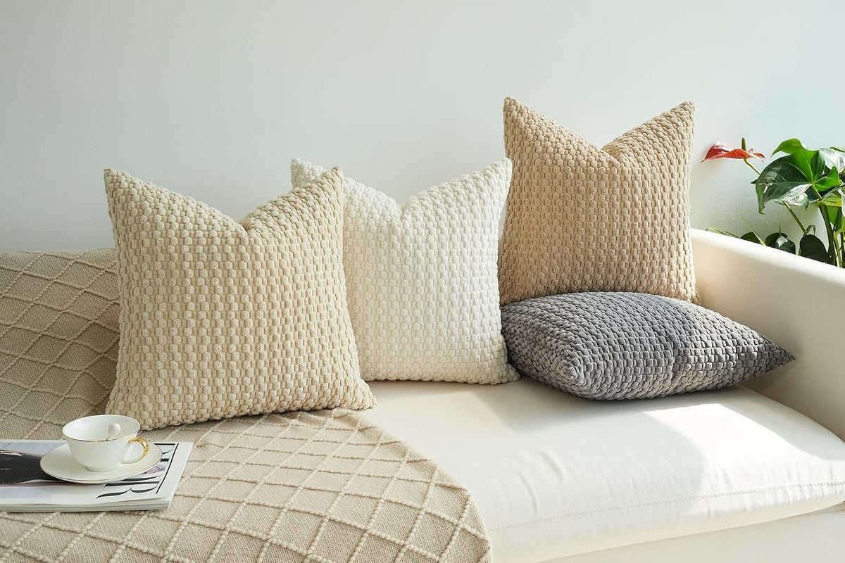Pack of 4 Throw Pillow Covers, Neutral, 20 X 20 Inch