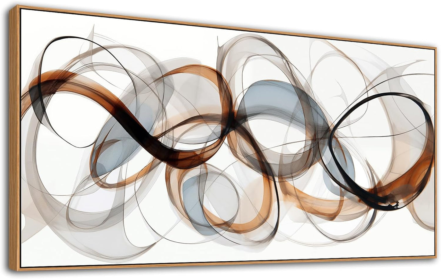 Large Wall Art - Framed Canvas Wall Art - Textured Brown Modern Abstract Artwork 20×40IN Wood Frame