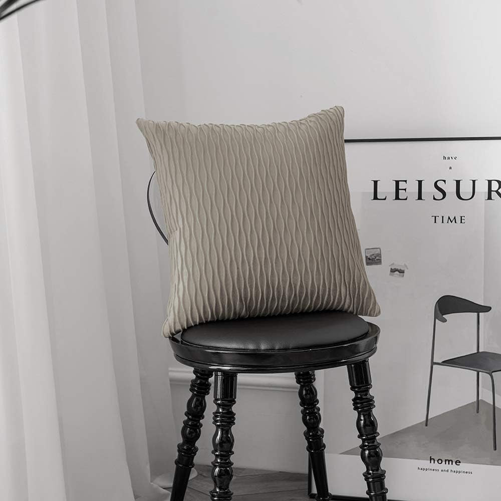 Tan Throw Pillowcases 20X20: 2 Pack Inch Original Striped Velvet Square