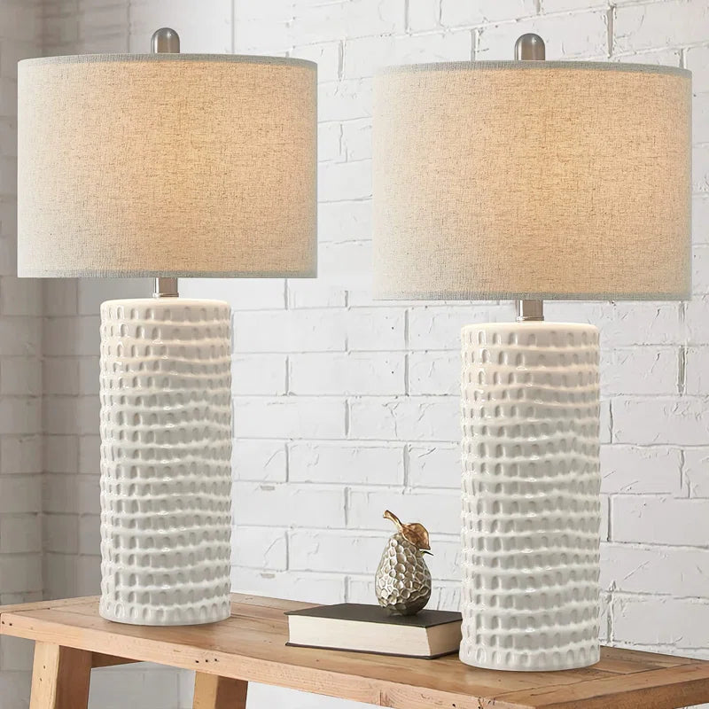 Anazagene 24＂Modern Ceramic Table Lamp Set, Suitable for Living Room, Bedroom, Office