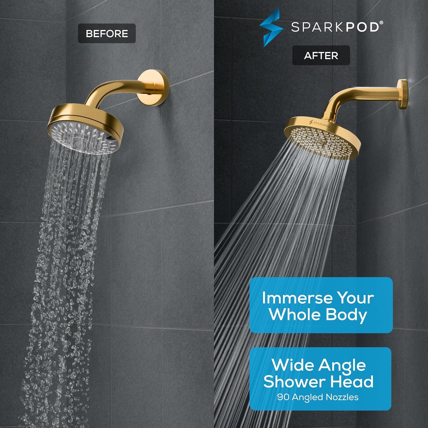  Egyptian Gold Rain Shower Head, 6 Inch Round