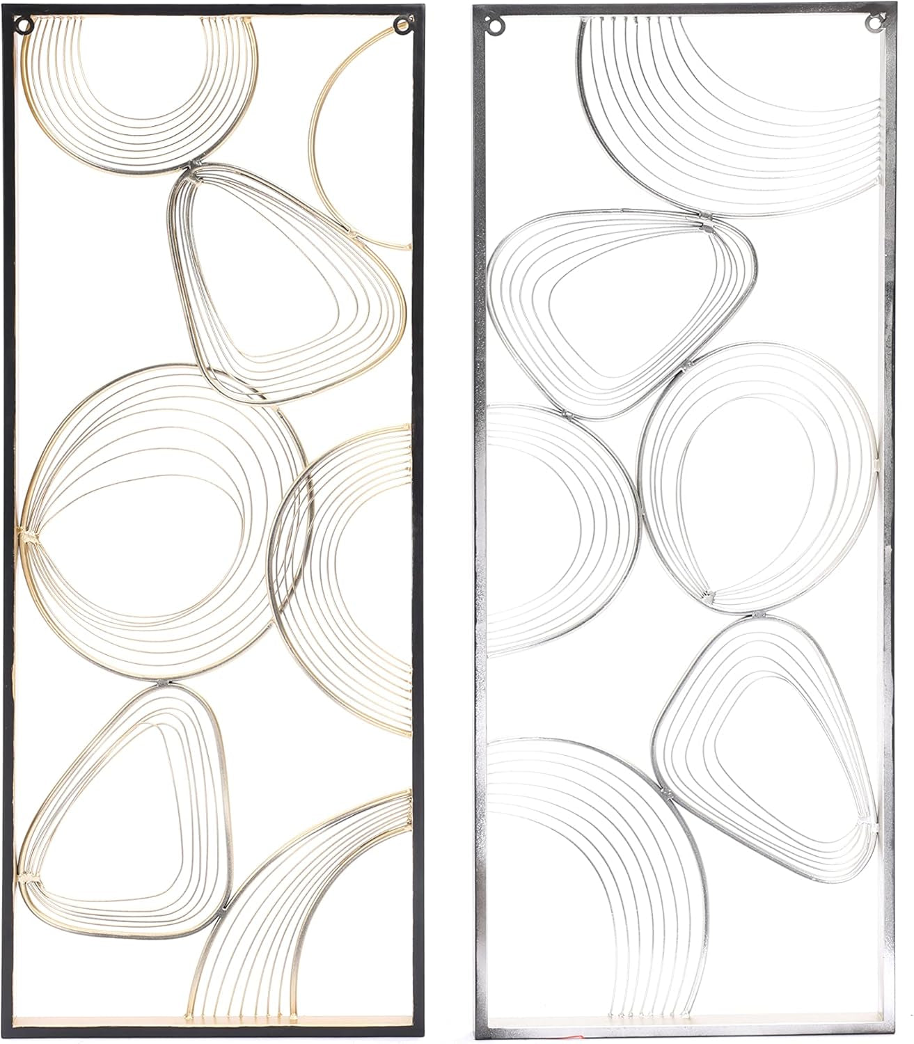 Metal Wall Art, 32" Gold and Silver Handmade Glam Abstract Wall Decor, Set of 2 Luxury