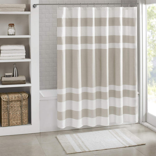 Shower Curtain, Waffle Weave, Standard 72"X72" Taupe