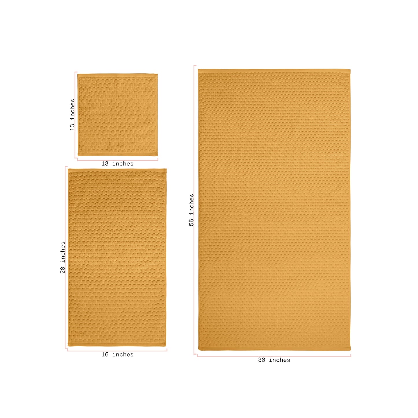 by Drew Barrymore 6-Piece Dot Bath Towel Set, Soft 100% Cotton, Amber Yellow
