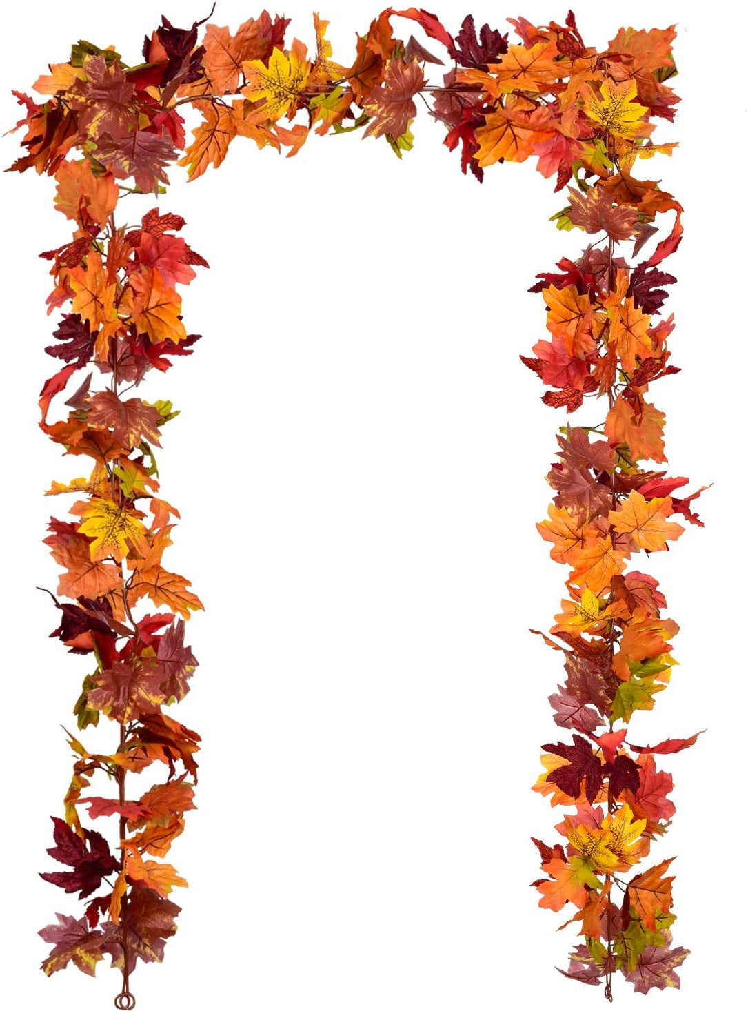 2 Pack Fall Garland Maple Leaf, 5.9Ft/Piece Hanging Vine (Brown)