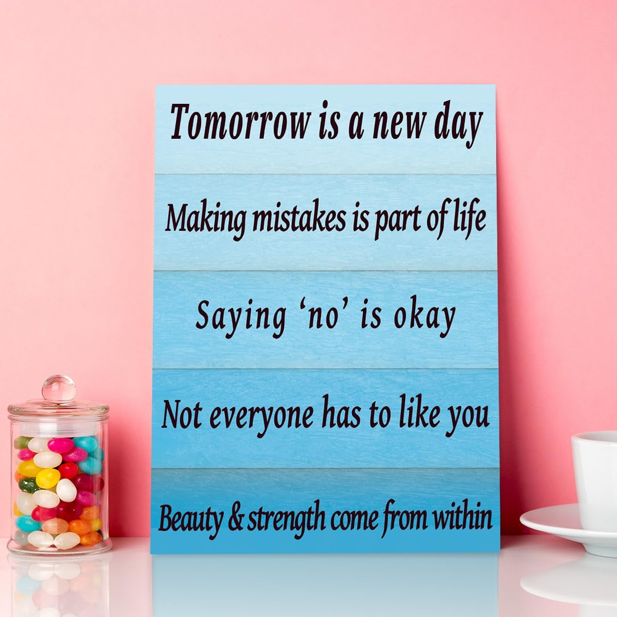 Tomorrow Is a New Day Wall Art,Blue Wall Decor for Bedroom,Inspirational Canvas Wall Art for Women,Teen Girl Room Decor,Motivational Wall Decor for Home Office
