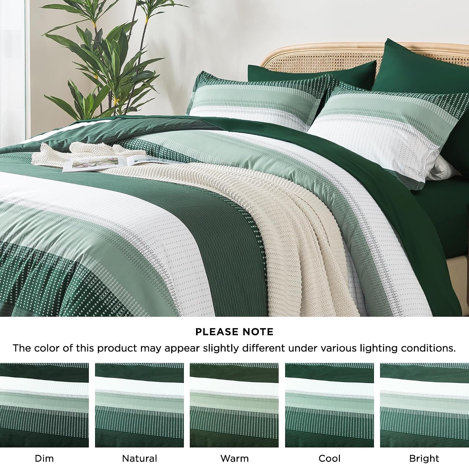 Full Size Comforter Set, Emerald Green, 7 Pieces