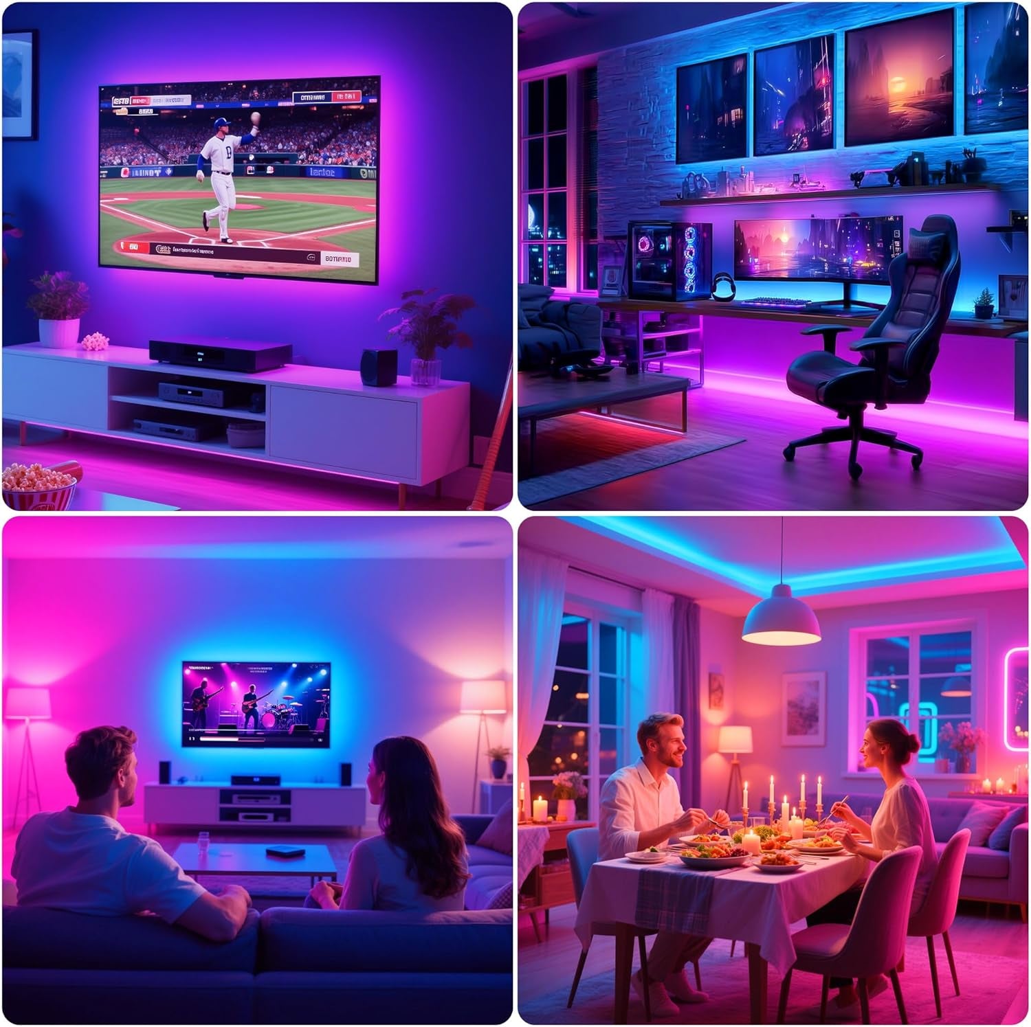 Led Strip Lights 8.2Ft for 40-60In TV, USB LED TV Backlight Kit with Remote - 16 Color 5050 Leds Bias Lighting for HDTV