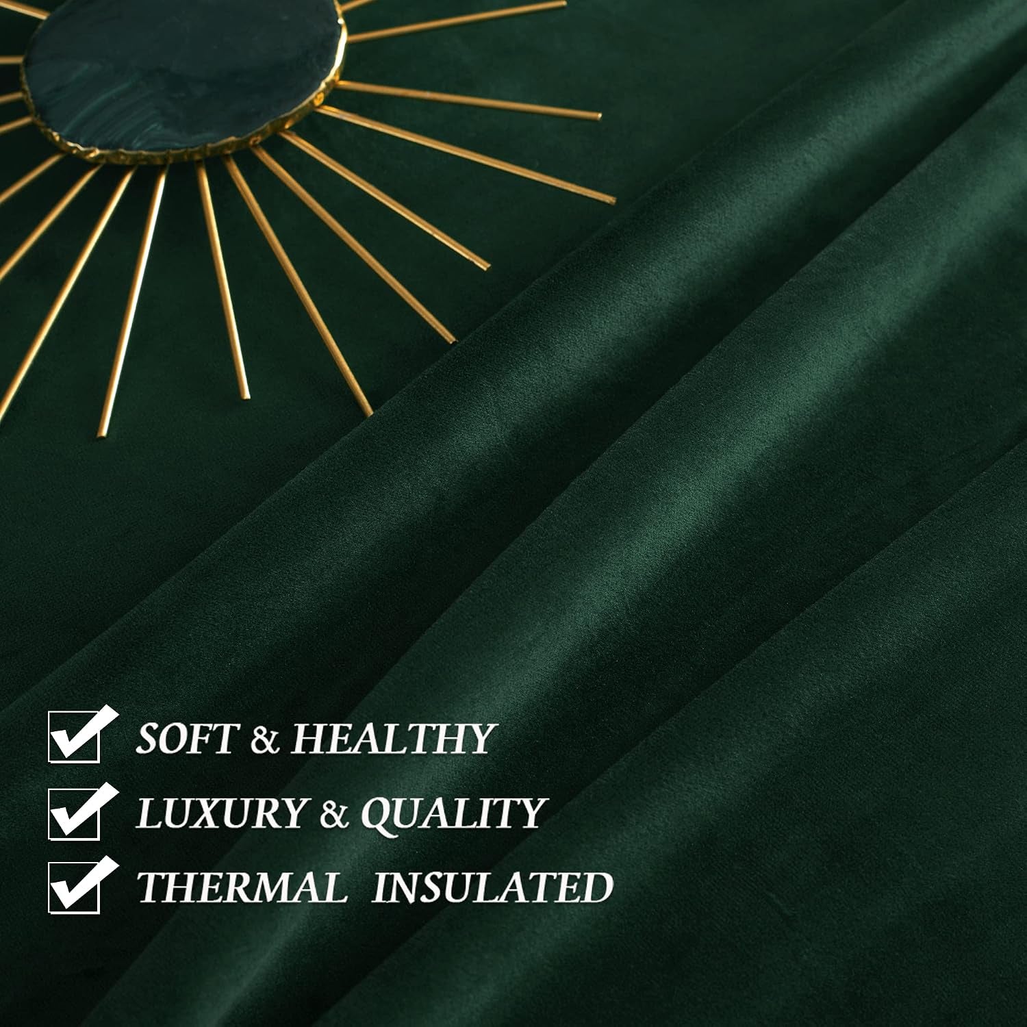 Green Velvet Blackout Curtains 84 Inches for Bedroom Living Room