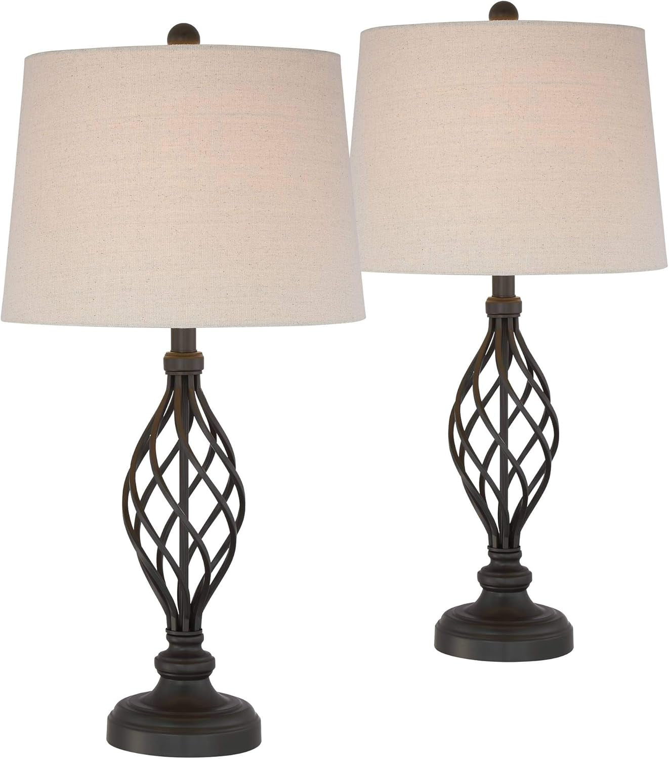 Annie Traditional Rustic Farmhouse Table Lamps 28" Tall Full-Size, Set of 2 Bronze Iron