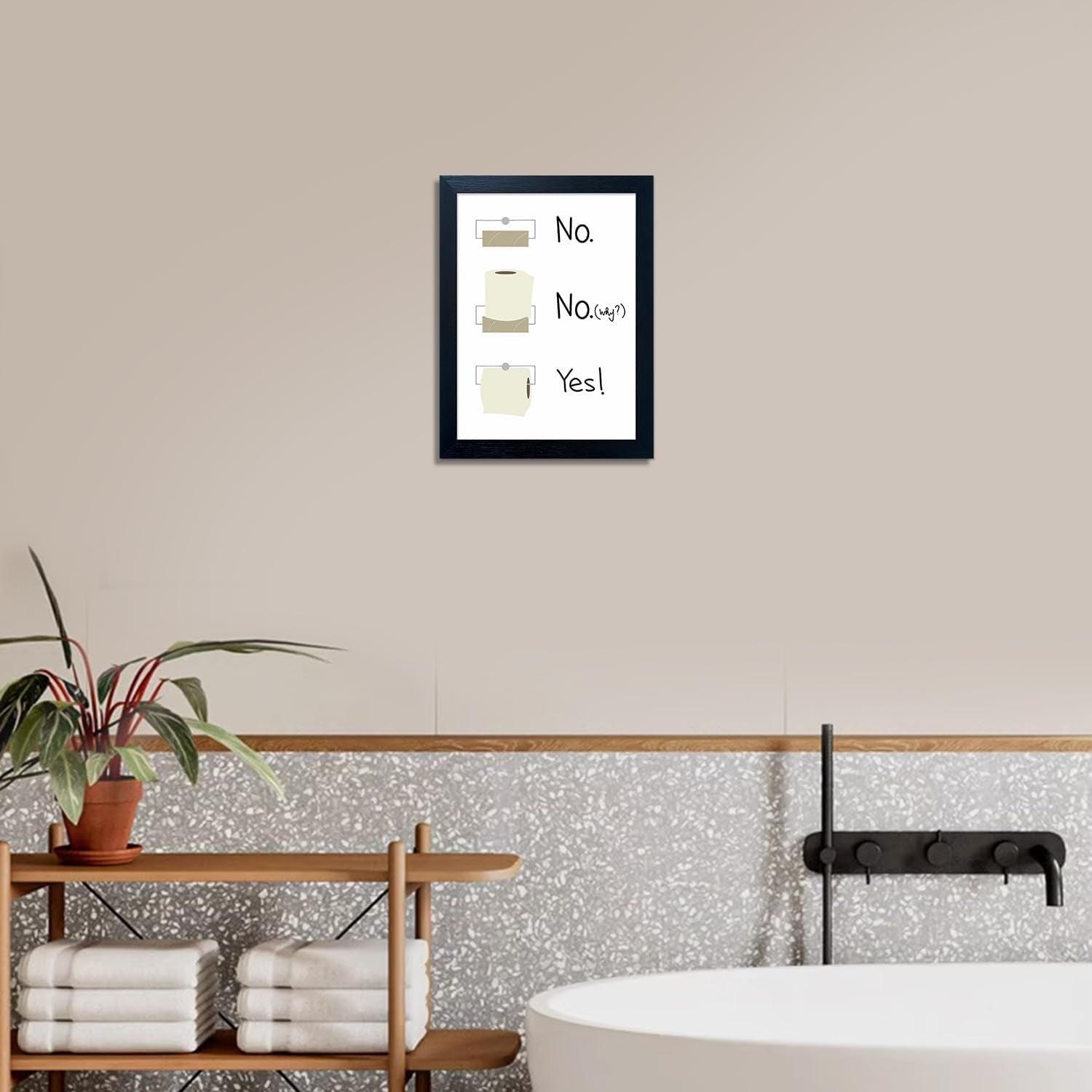 Bathroom Picture Wall Decor, Toilet Paper Bathroom Rule Wall Art, Bathroom Sign