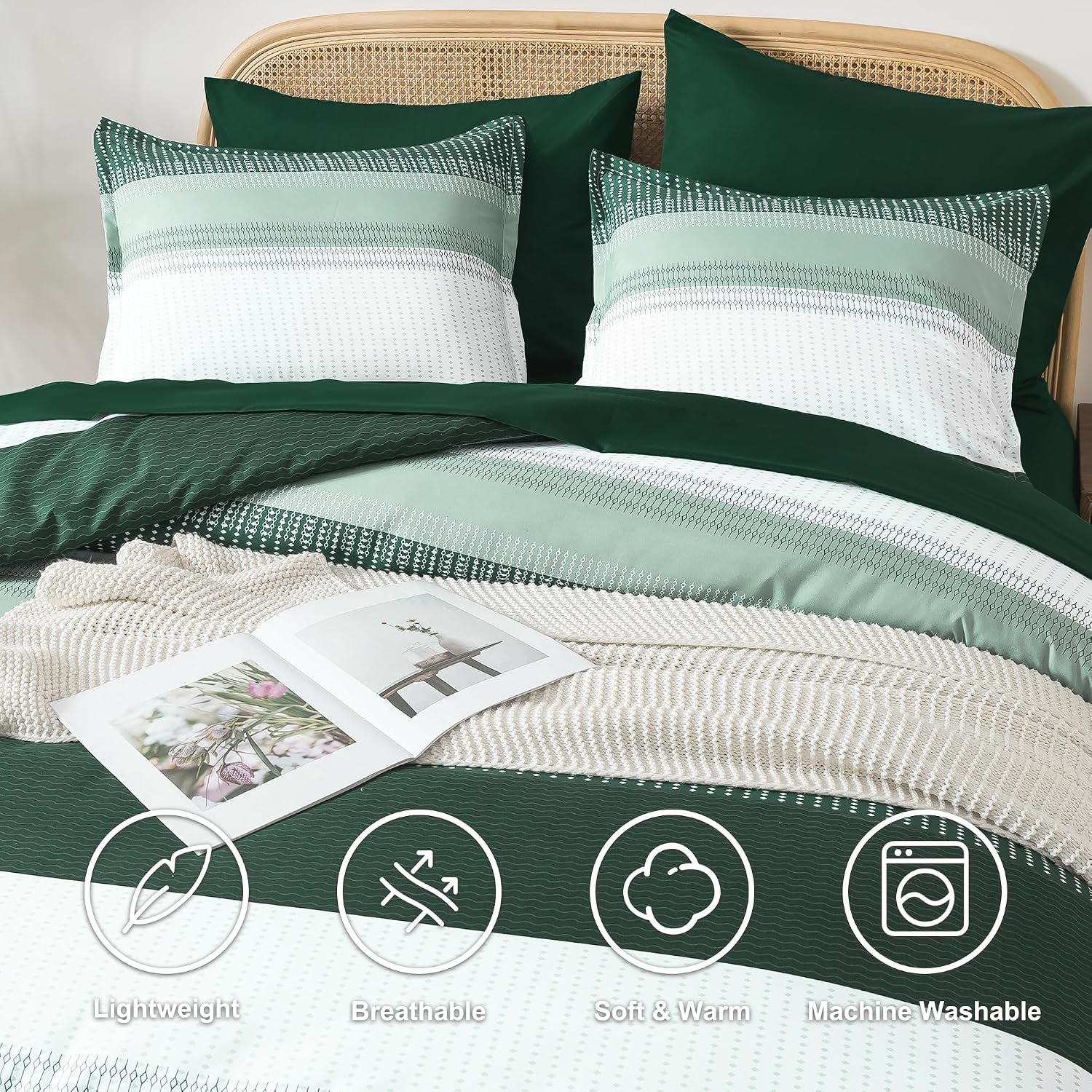 Full Size Comforter Set, Emerald Green, 7 Pieces
