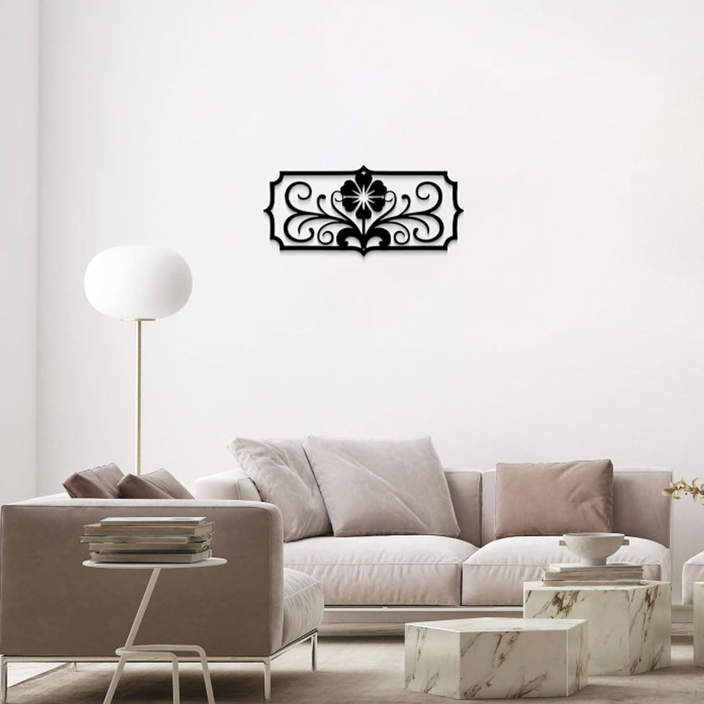 Black Metal Wall Art for Living Room - Abstract Flower Modern Wall Sculpture 