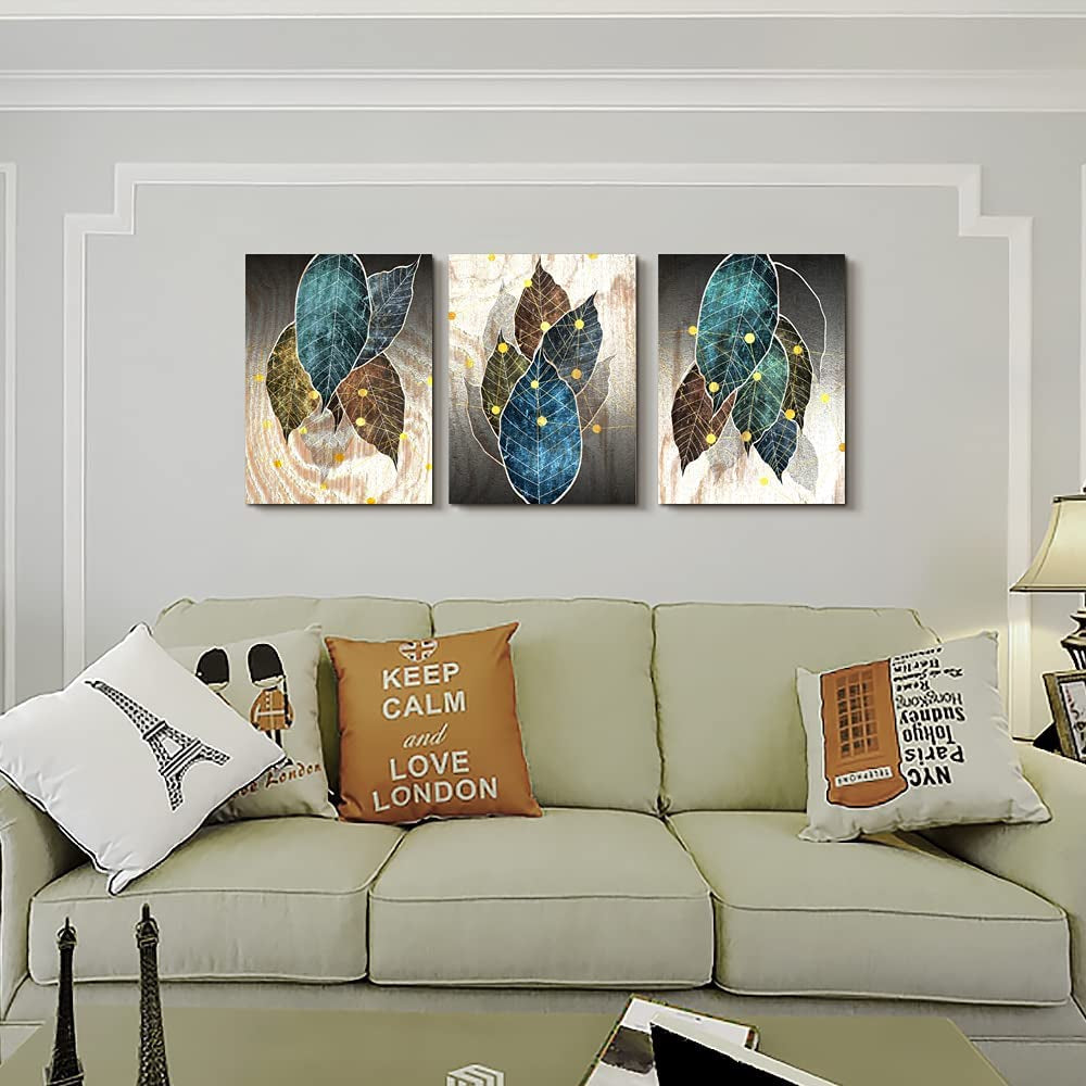 Leaves Canvas Prints Painting Modern,12" X 16" 3 Pieces
