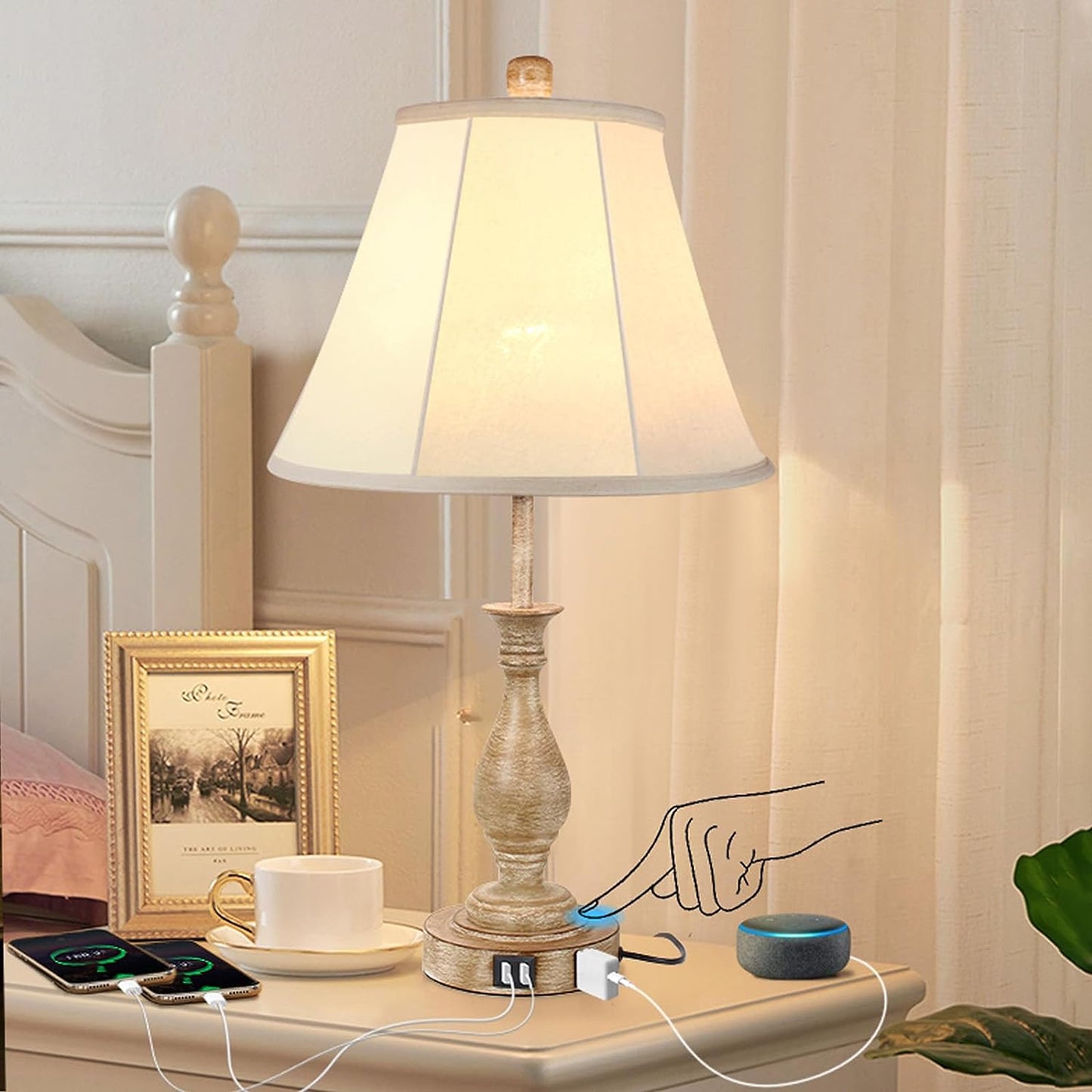 Farmhouse Table Lamp Touch Control 3-Way Dimmable (Pack-01)