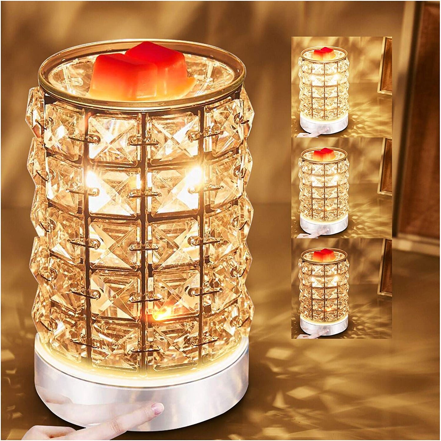 Crystal Touch Electric Wax Melt Warmer with Dimmable Fragrance Candle Melter Warmer for Warming Scented Candle Oil Burner- Spa,Aromatherapy (Transparent Crystal)