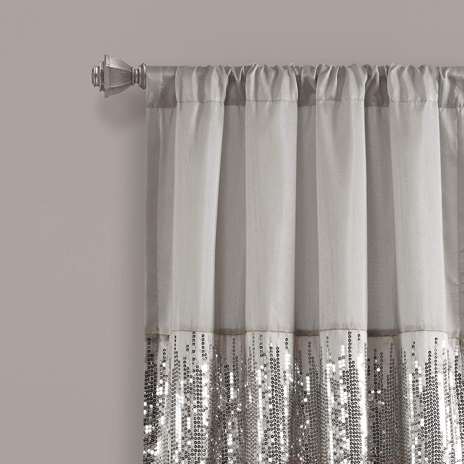 Night Sky Window Curtain Panel for Living, Bedroom, Dining Room (Single Curtain), 42"W X 84"L, Gray & Blush
