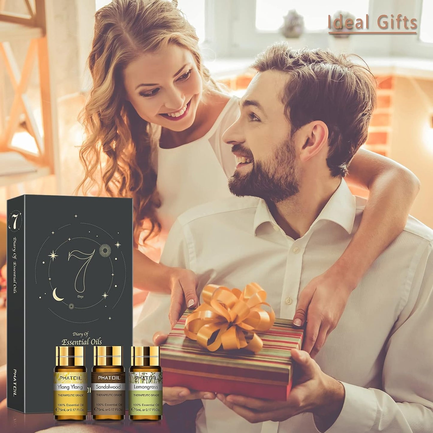12PCS Bergamot Essential Oils Set with Diffused Wood and Nice Box, 5Ml Essential Oils for Diffusers for Home, Gifts for Families and Friends