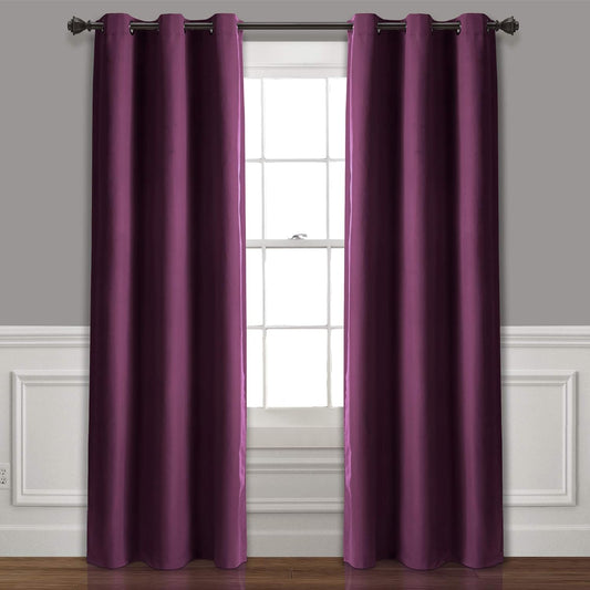 Absolute Blackout Curtains Plum Insulated Grommet Window Curtain Panel Pair | Room Darkening, Energy Efficient, 84” X 38”