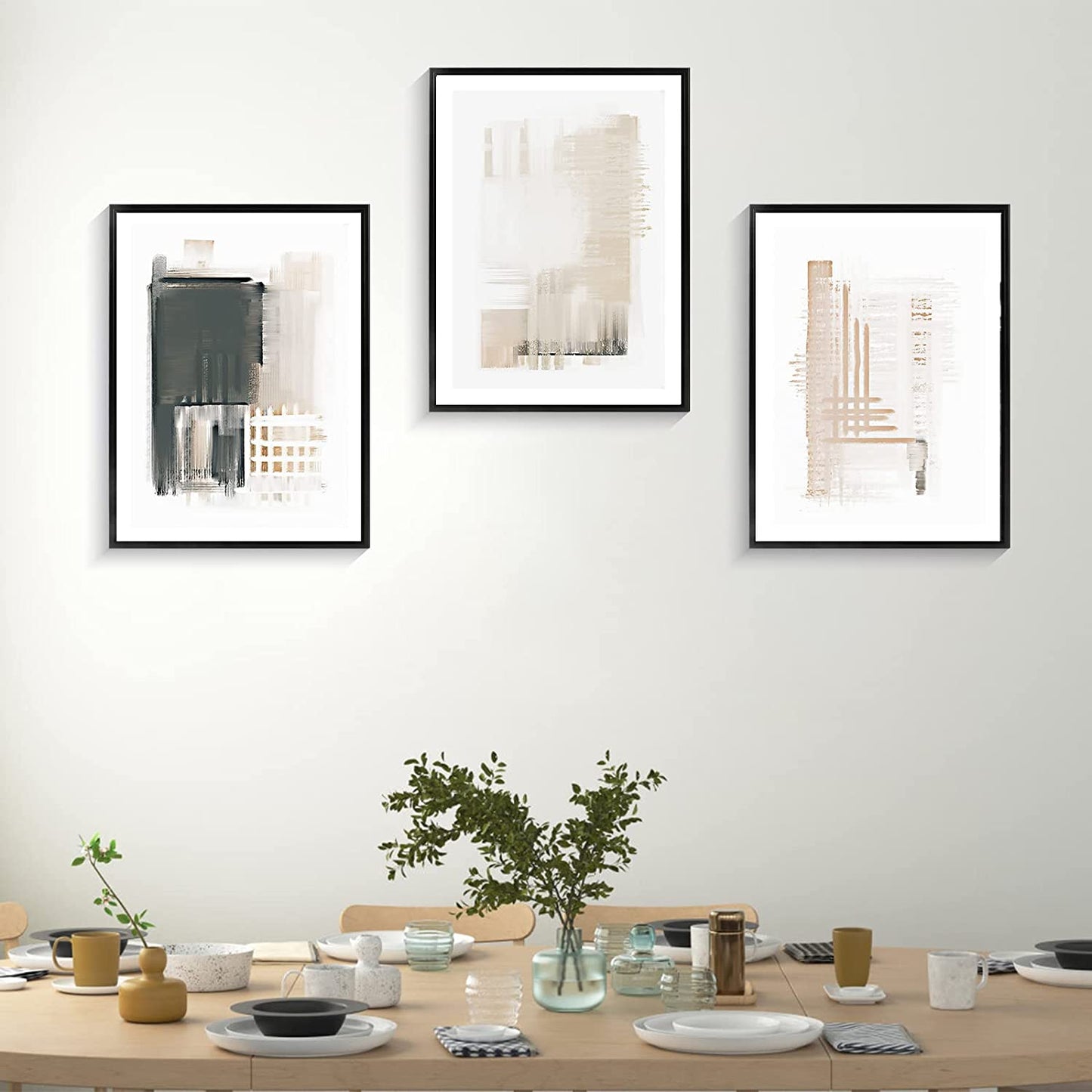 Wall Art, Set of 3 Framed Art Prints, Neutral Minimalist Print Set, 13X17Inch Modern 