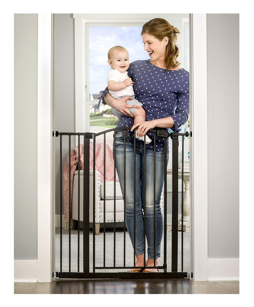Easy Step Extra Tall Arched Décor Walk Thru Baby Gate, Includes 4-Inch Extension Kit, 4 Pack Pressure Mount Kit and 4 Pack Wall Mount Kit, Bronze, 36-Inches Tall (Pack of 1)