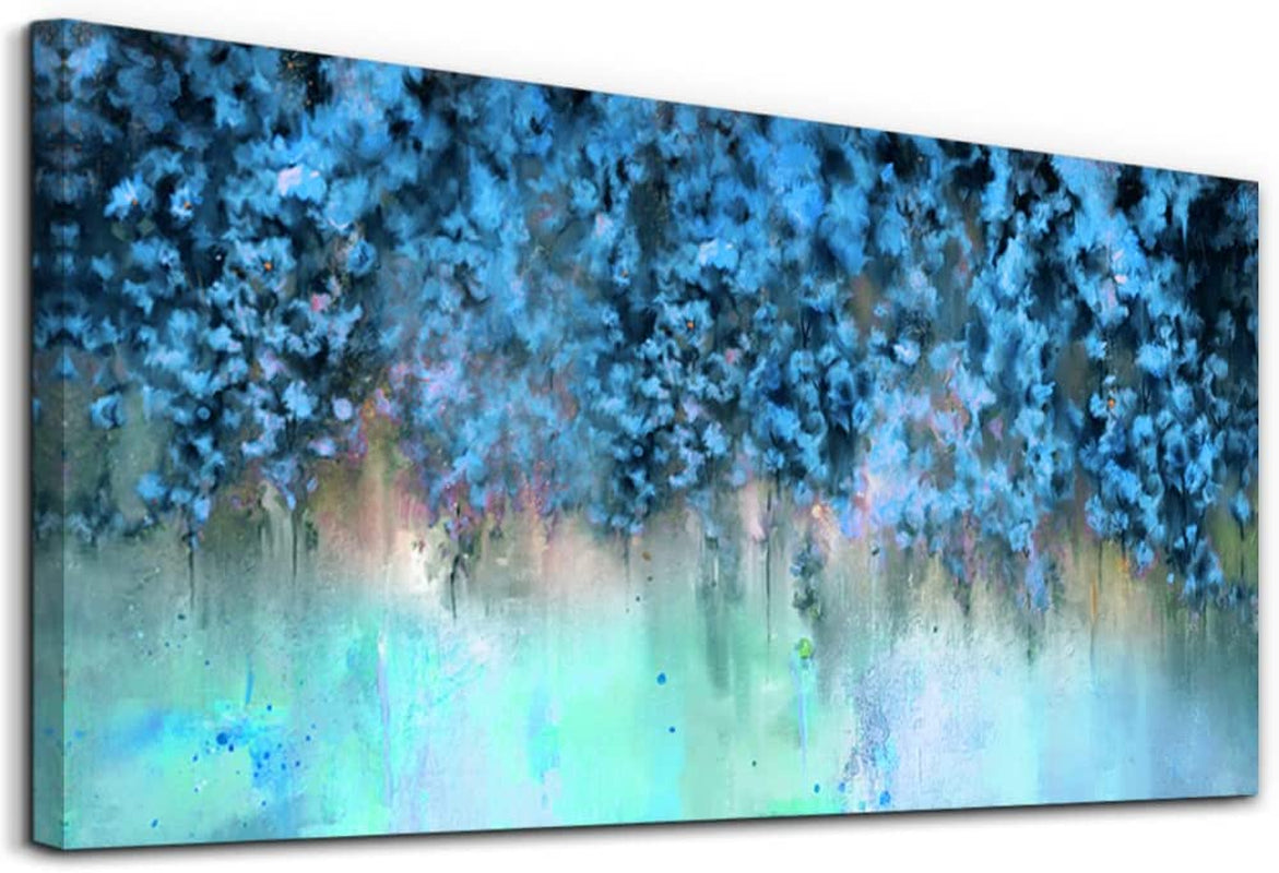 Abstract Wall Decor Paintings Blue Abstract Painting 20" X 40"