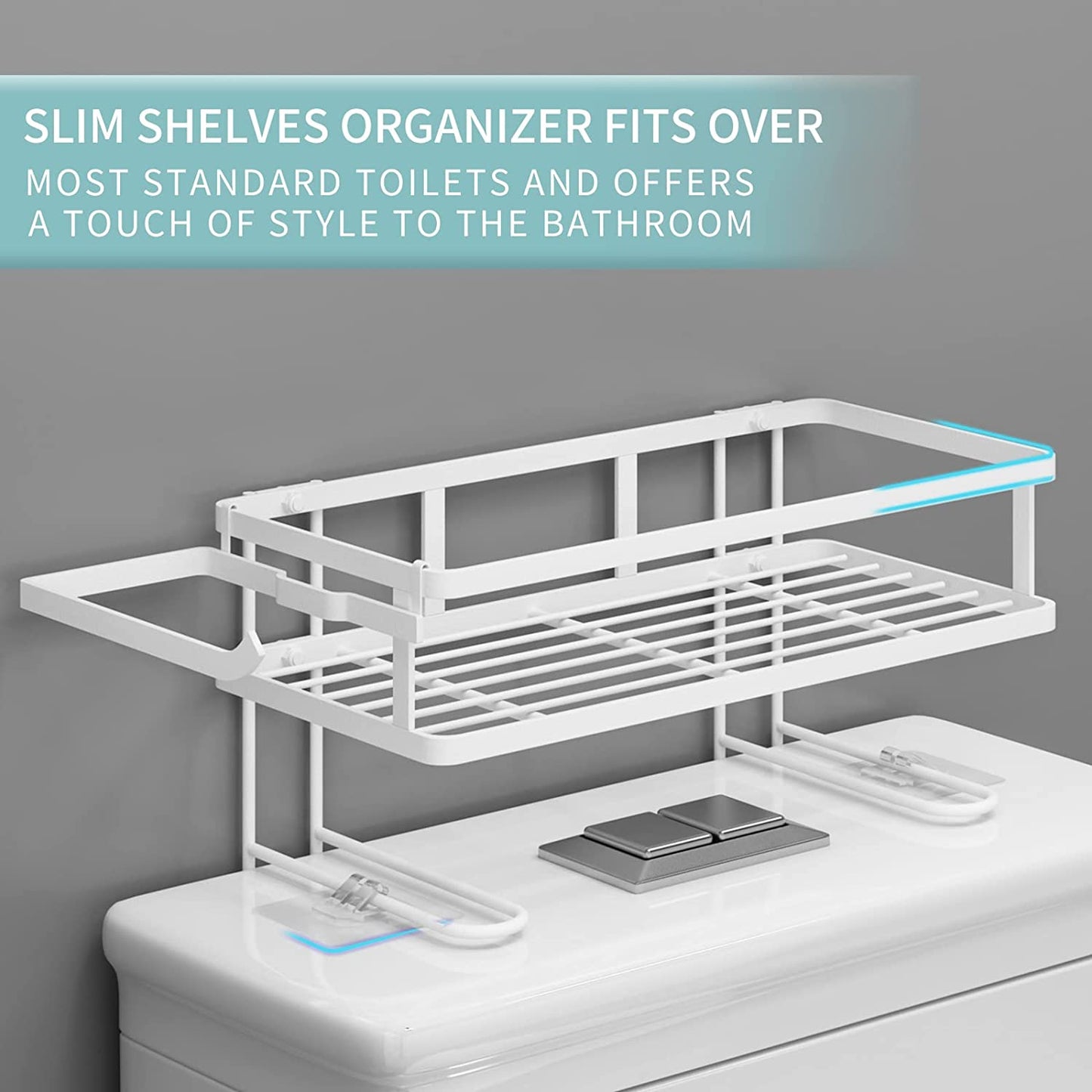 over the Toilet Shelf, Bathroom Organizer Multifunctional Toilet Rack,No Drilling Space Saver with Wall Mounting Design (White)