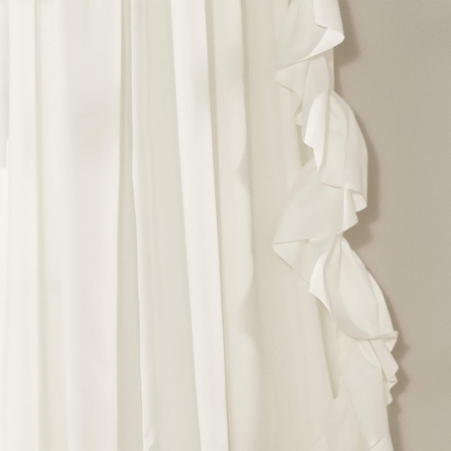 Reyna Ruffle Window Curtain Panel Set for Living, Dining, Bedroom (Pair), 54"W X 108"L, White