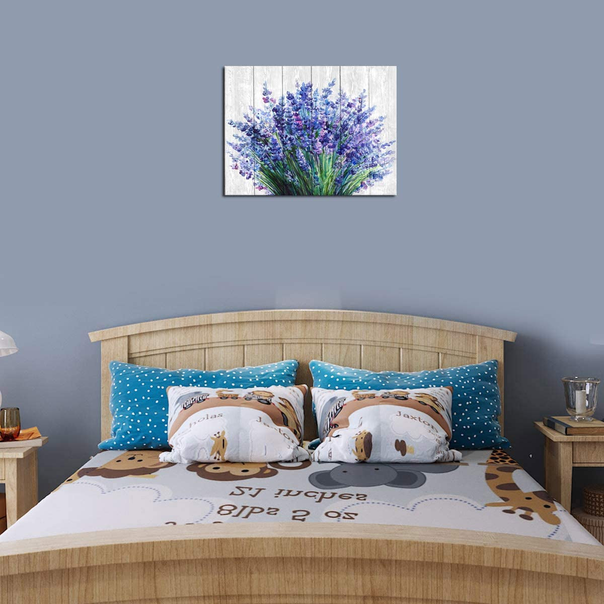 Lavender Wall Art Decor Blue Flowers Canvas Picture 16X24In