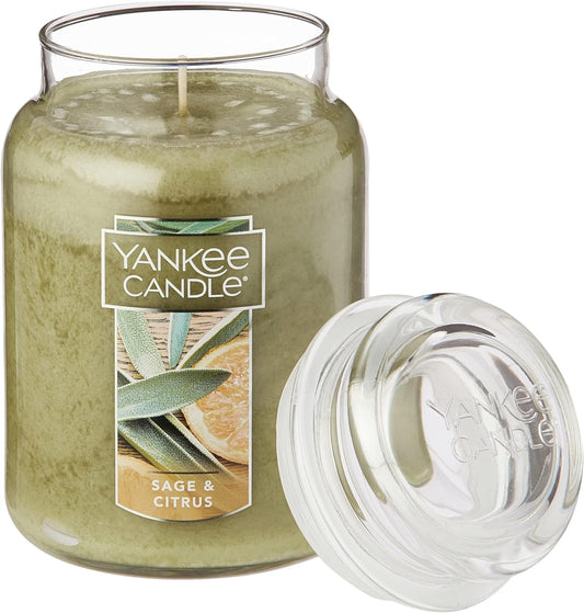 Sage & Citrus Scented, Classic 22Oz Large Jar Single Wick Candle, over 110 Hours of Burn Time ,Ivory
