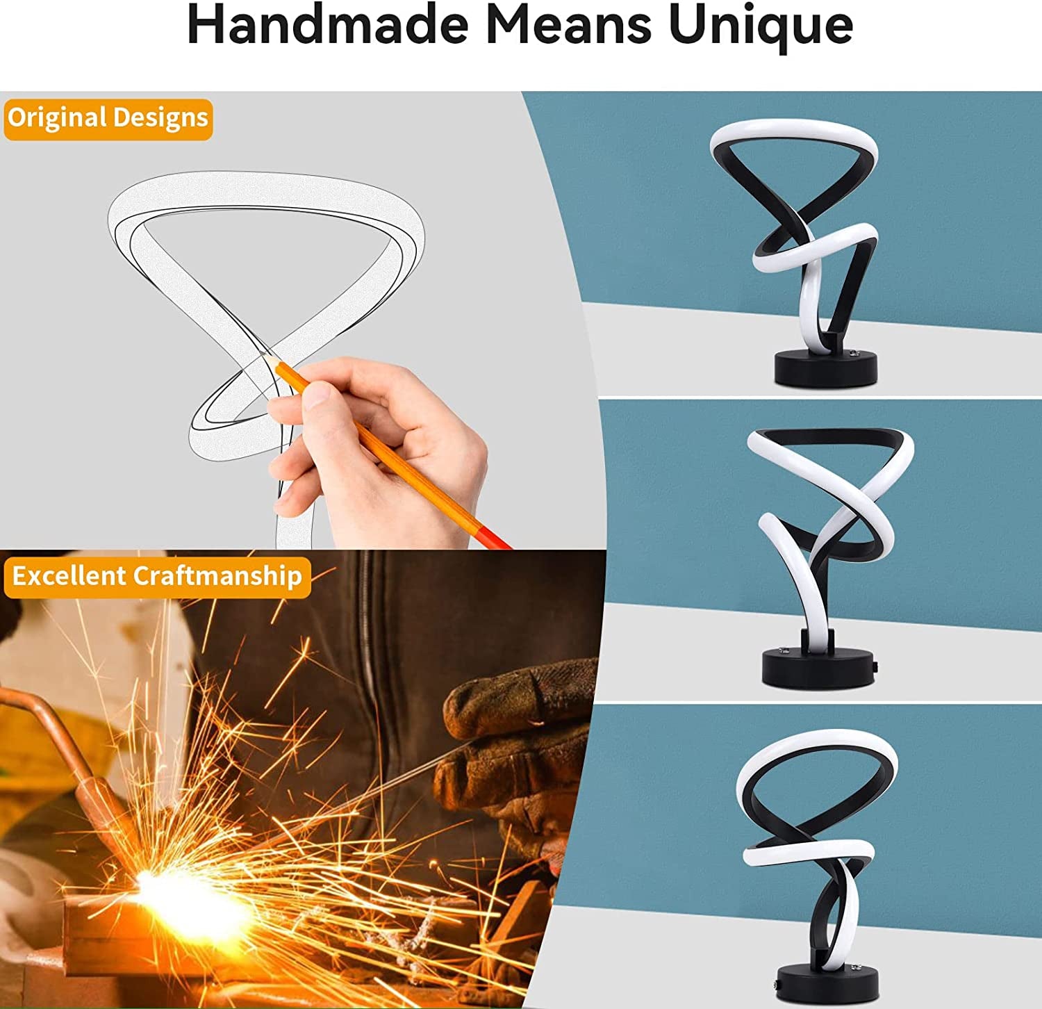 Spiral Table Lamps, LED Dimmable Touch