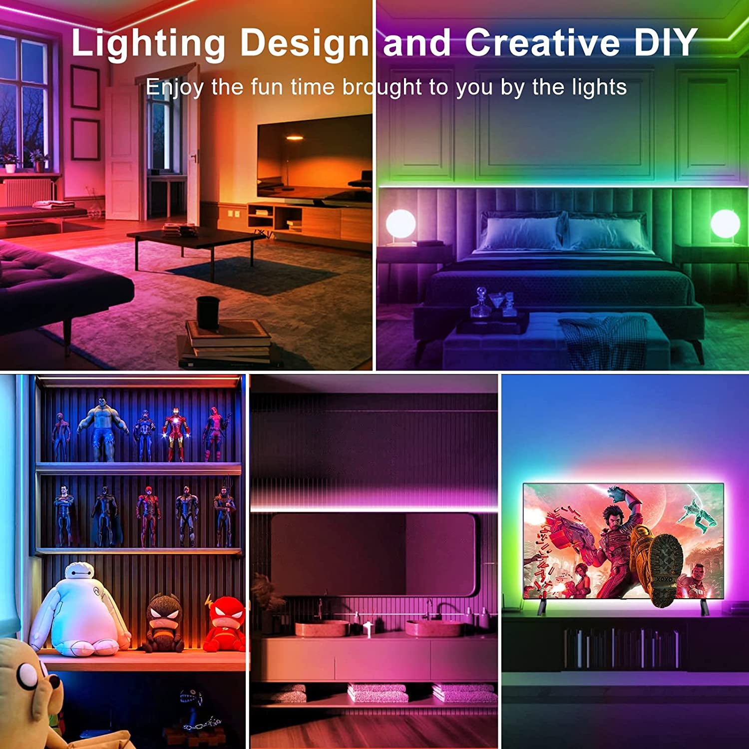 100Ft Led Lights for Bedroom, Music Sync RGB LED Strip Lights, Bluetooth Led Light Strip with APP and Remote Control, Color Changing Rope Lights, LED Tape Light for Teen, Room Decor/50Ft *2