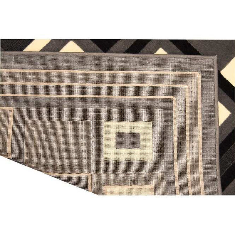 HR Gray, Black, Ivory, Multi Color Modern Contemporary Living Room Rugs-Abstract Carpet with Geometric Pattern