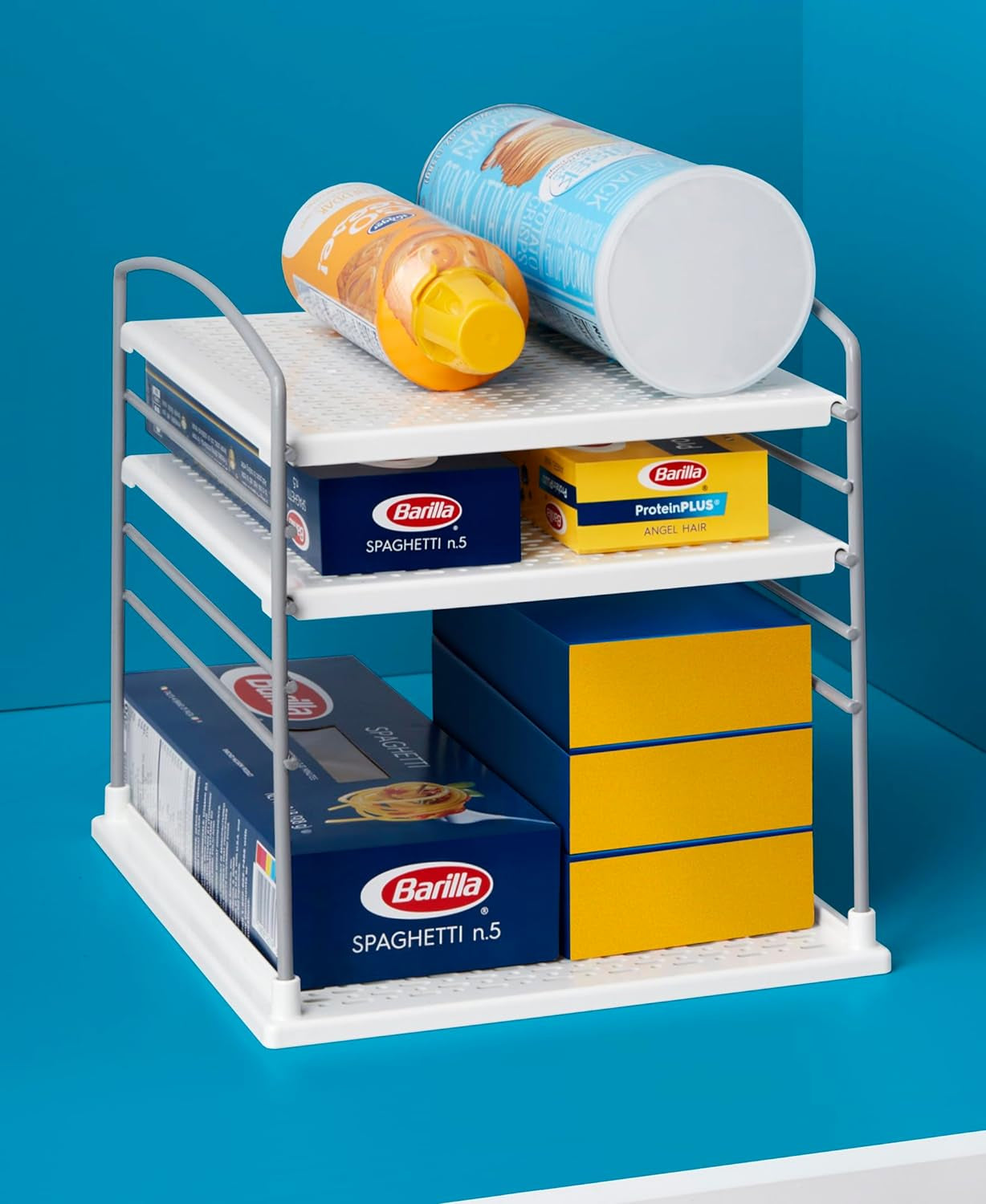 Upspace Adjustable Box Organizer for Foil Wrap and Kitchen Cabinet Storage, Original, White