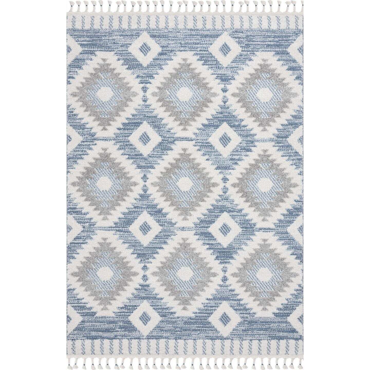 Luxe Weavers Moroccan Geometric Diamond Area Rug, Indoor Carpet with Fringes