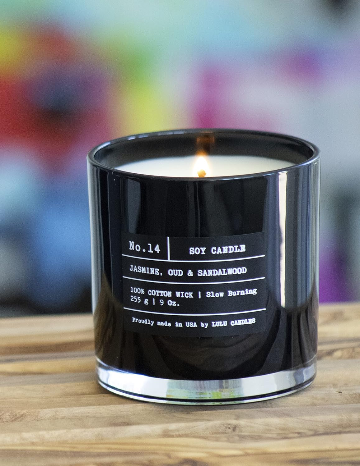 | Jasmine, Oud & Sandalwood | Luxury Scented Soy Jar Candle | Hand Poured in the USA | Highly Scented & Long Lasting (9 Oz.)
