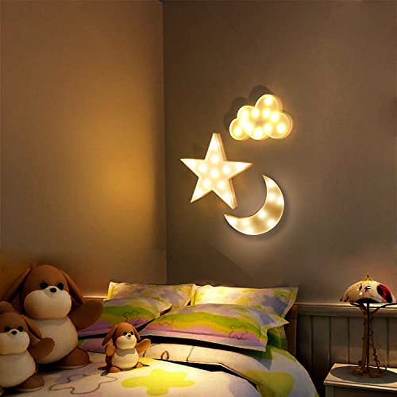 3 PCS 3D Crescent Moon Light Cloud Led Star Lamp, Decorative Night Lights Room Decor Nightlight for Kids Adults Birthday Christmas Gifts