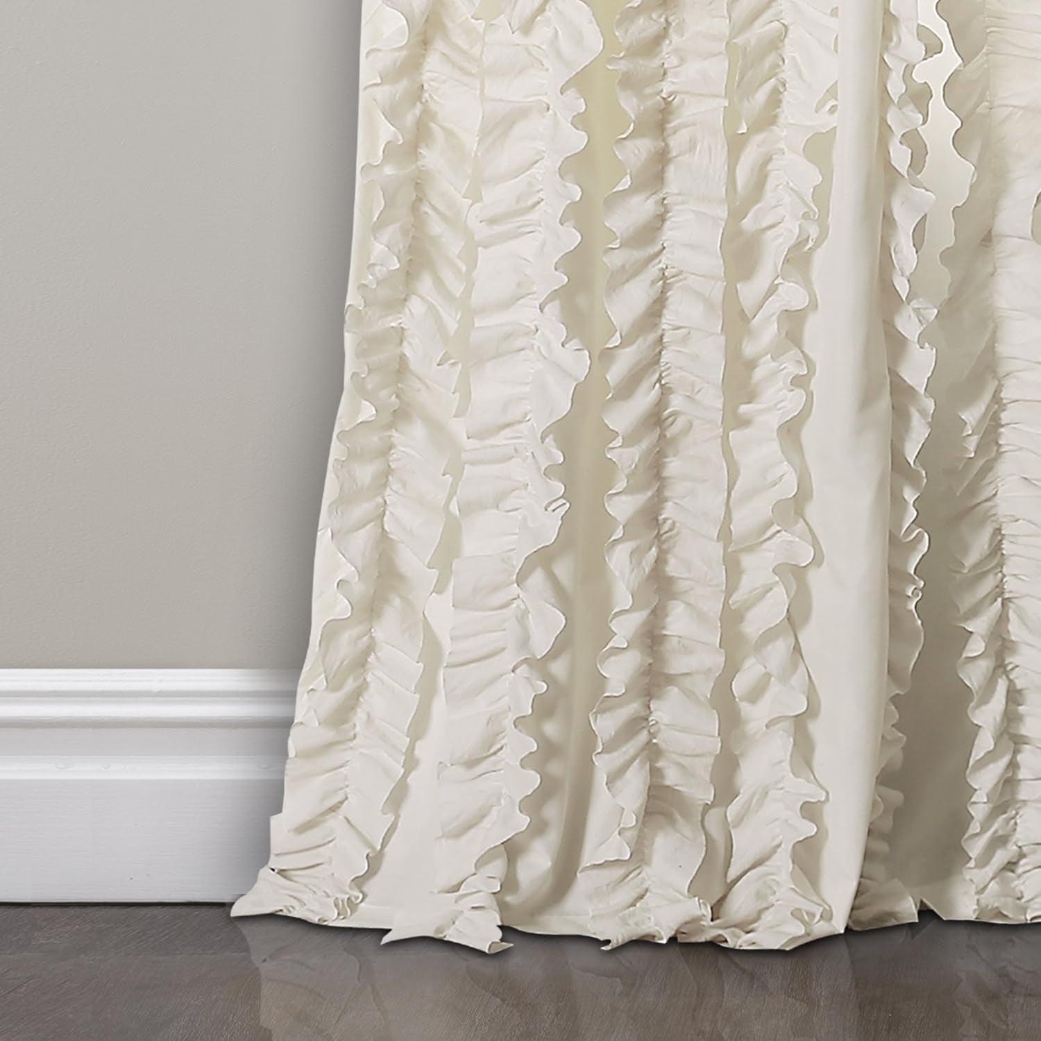 , Ivory Sophia Ruffle Curtain | Textured Window Panel Set for Living, Dining Room, Bedroom (Pair), 40" W X 84" L