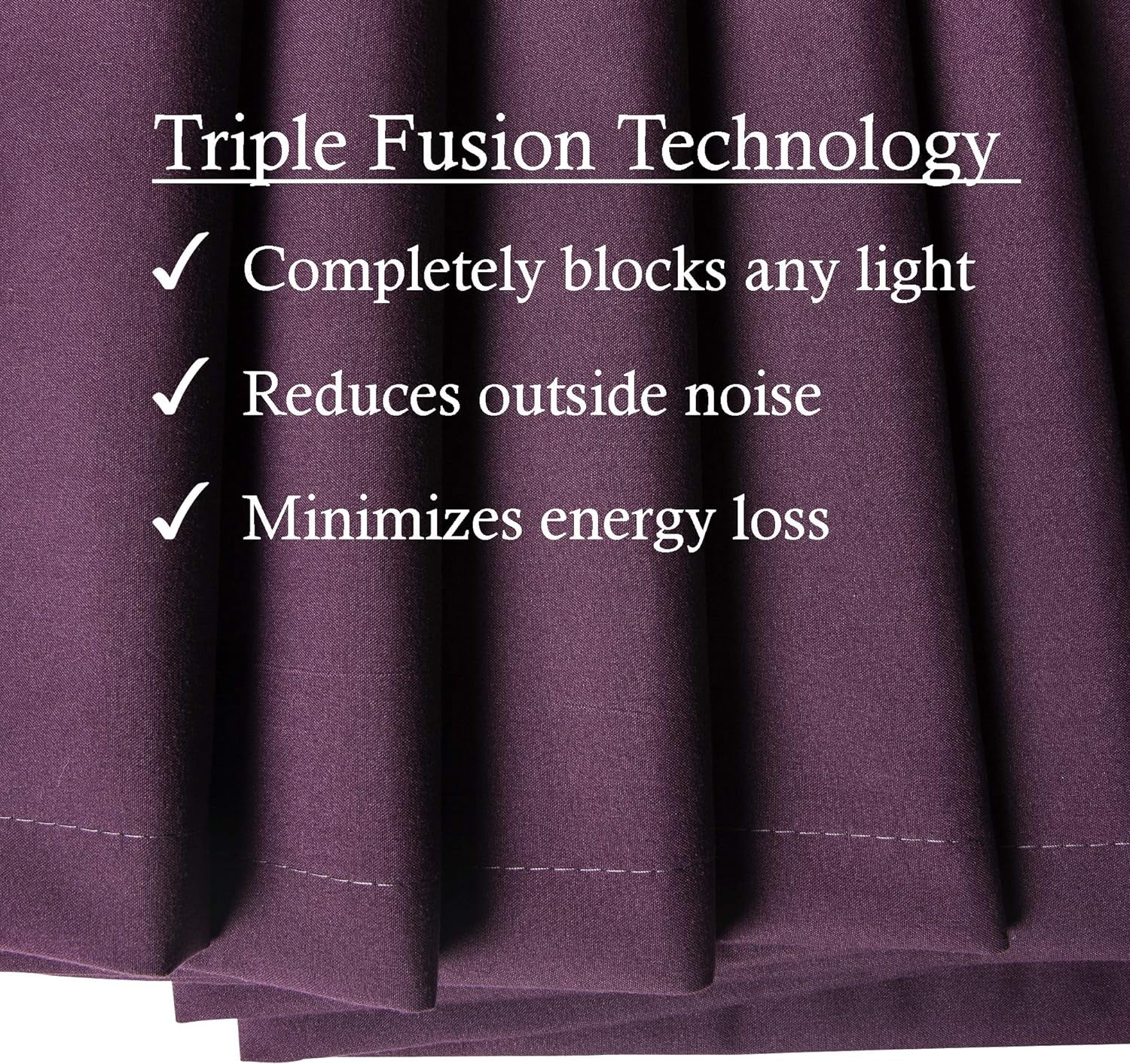 Absolute Blackout Curtains Plum Insulated Grommet Window Curtain Panel Pair | Room Darkening, Energy Efficient, 84” X 38”