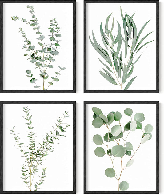  Set of 4 Plant Wall Decor Prints, (8X10, UNFRAMED)