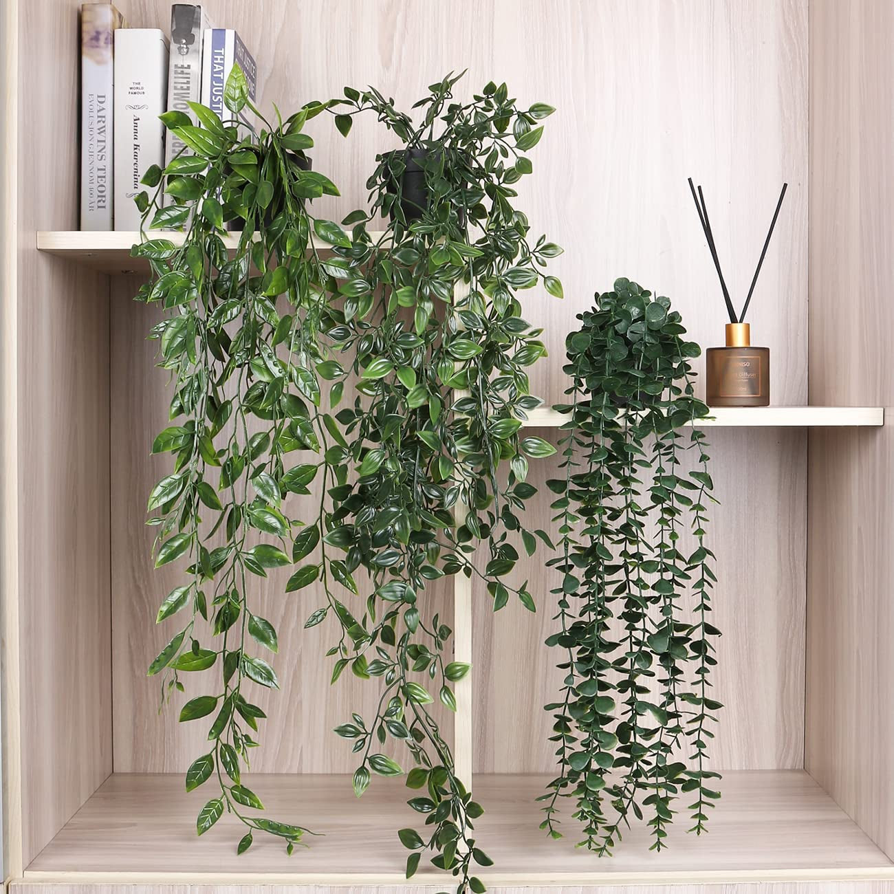 Artificial Hanging Plants 3 Pack Fake Potted Plants for Wall 